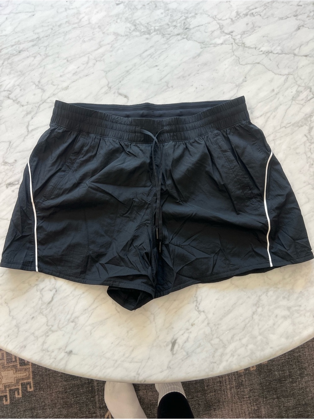 lululemon athletica Black Athletic Shorts with White Piping